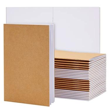 Imagem de Pacote com 24 cadernos de papel kraft A5 em branco, 14 x 21 cm, cadernos para crianças, desenho, caderno de esboços, anotações escolares, escrevendo histórias, viajantes (marrom)