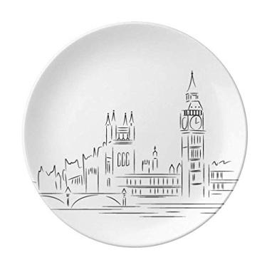 Imagem de Sketch Placa de ilustração de marca de bandeira do Reino Unido Decorativa de porcelana Salver Prato de jantar