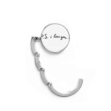 Imagem de P. S. Gancho de mesa com citação "I Love You" para escrever à mão, fecho decorativo dobrável