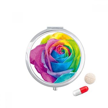 Imagem de Caixa de comprimidos de ilustração de flor lésbica gay arco-íris com bolso para remédios