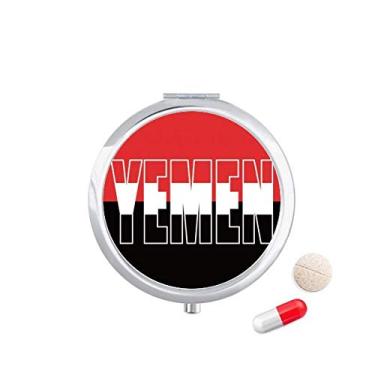 Imagem de Caixa de comprimidos com nome da bandeira do país do Iêmen com bolso para armazenamento de medicamentos