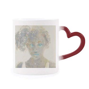 Imagem de Caneca Blue Eye Girl XJJ com pintura a óleo sensível ao calor Caneca vermelha que muda de cor
