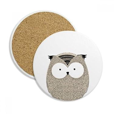 Imagem de Caneca de porta-copos de coruja gordinha, estilo Simplicity com proteção de mesa, pedra absorvente