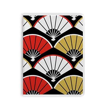 Imagem de Diário de capa macia para notebook com ventilador dobrável vermelho preto dourado