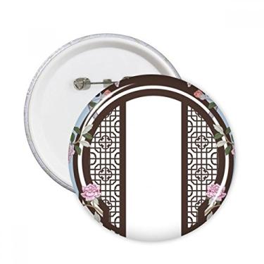 Imagem de Arte chinesa azul flor porta pinos redondos crachá botão decoração roupas presente 5 peças