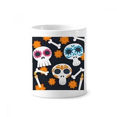 Imagem de Bones Caveira Flor Caveira Cultura México Suporte de Caneta Escova de Dentes Caneca Suporte de Cerâmica Copo Lápis
