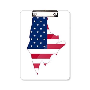 Imagem de Maine USA Mapa Estrelas Listras Bandeira Forma Prancheta Pasta Bloco de Escrita Placa de Apoio A4