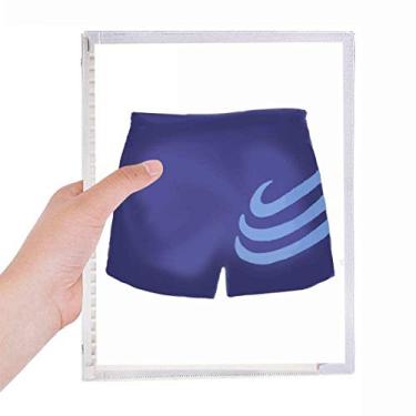 Imagem de Caderno com estampa de folhas soltas com listras azuis e ilustração