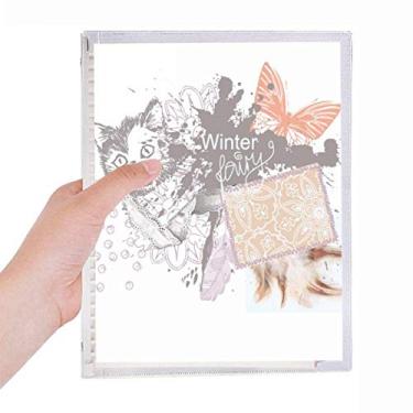 Imagem de Caderno pequeno gato e borboleta com pintura a tinta, diário de folhas soltas recarregável