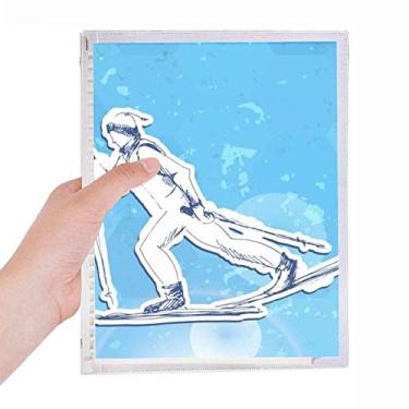 Imagem de Caderno de ilustração de inverno esportivo snowboard azul e branco com folhas soltas diário recarregável artigos de papelaria