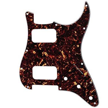 Imagem de Musiclily Pro 11 Furos Canto Redondo HH Escudo Strato 2 Humbuckers Pickguard para Guitarra Fender American/Mexican Standard Stratocaster, 4 Camadas Tortoise Shell