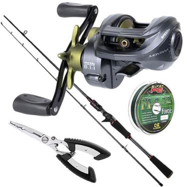 Imagem de Kit Pesca 10Kg Carretilha Speed 10Rol Vara Carbono 2 Partes - Cmik