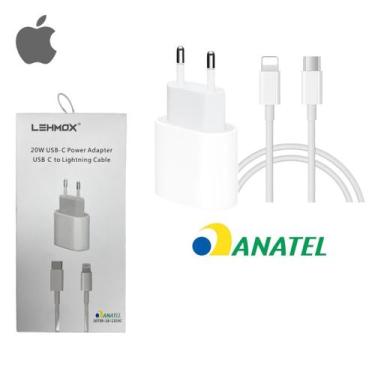 Imagem de Kit Carregador Para Celular Ios Cabo Lightning 1M + Fonte Tipo-C 25W T