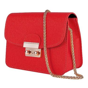 Imagem de TOYOOSKY Bolsas pequenas transversais para mulheres, tamanho mini, corrente de couro sintético, bolsa de ombro para noite, bolsa de mão formal feminina, Embreagem vermelha - tamanho mini, Red - Mini Size, Transversal