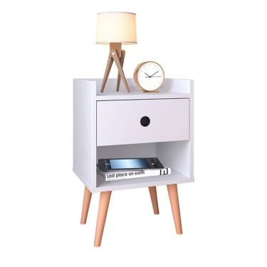 Imagem de Mesa Cabeceira Decore Mesinha 1 Gaveta Nicho Pés Palito Retrô Decoração Quarto - RPM Móveis