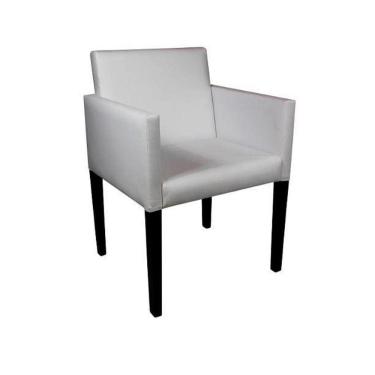 Imagem de Poltrona Nina Executiva Estilo Retrô Em Tecido Sintético - Branco - Cor: Branco