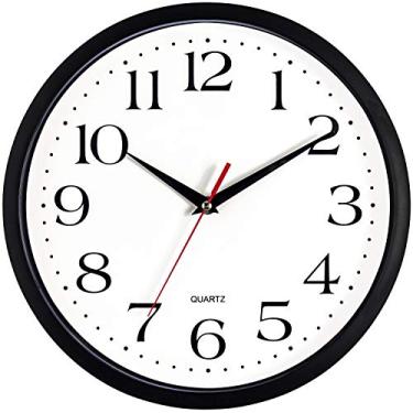 Imagem de (30cm ) - Bernhard Products Black Wall Clock, Silent Non Ticking - 30cm Quality Quartz Battery Operated Round Easy to Read Home/Office/School Clock Sweep Movement (30cm )