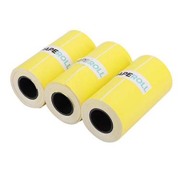 Imagem de Papel Térmico Adesivo 3PCs, Papel Adesivo Antifricção Anti-óleo à Prova D'água, Papel Adesivo 56mm para Impressoras Peripage (Amarelo)