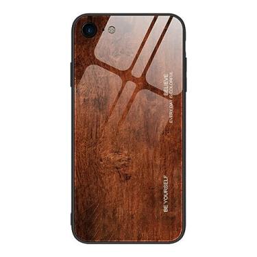 Imagem de Para iPhone SE 2020 Case Luxo Textura de Madeira Vidro Temperado Capa Traseira para iPhone 11 Pro Max XS X XR 7 8 Plus 6 6s 12,T2,Para iPhone 6