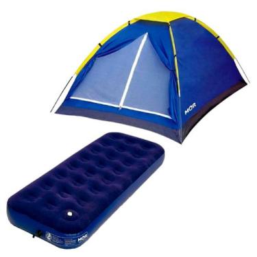 Imagem de Barraca De Camping Tipo Iglu Azul Mor Para 4 Pessoas Fácil Montagem Sa