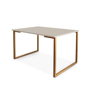 Imagem de Mesa de Jantar Steel Estilo Industrial Pés de Aço 120x80cm Cobre/off White
