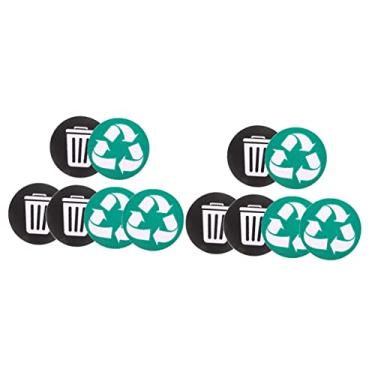 Imagem de Cabilock 12 Peças Adesivos De Triagem De Lixo Etiquetas Adesivas Combinação De Lata De Lixo e Reciclagem Reciclar Adesivo Para Lata De Lixo Rótulos Redondos À Prova D'água Pvc Cesto De Lixo