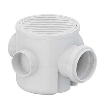 Imagem de Caixa Sifonada Pvc Porta Grelha 100x100x50mm Quadrada Branca Tigre