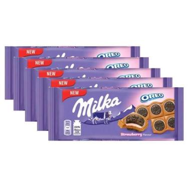 Imagem de Kit 5 Chocolate Milka Oreo Sandwich Morango 92G