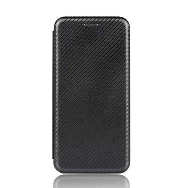 Imagem de GOGODOG Case Cover compatível com LG Q92 Dê a volta capa capas capas e capas cobertura total ultra fina mate anti-deslizamento arranhão resistente de fibra de carbono (preto)
