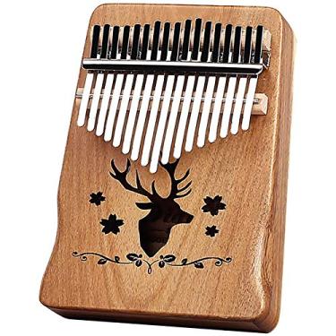 Imagem de Piano de polegar Marimba, Kalimba instrumento musical de 17 teclas de dedo com martelo de afinação instrumento musical de oração em casa, piano de dedo de polegar de bolso, (18 cm x 13 cm) xunlumuse