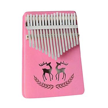 Imagem de Piano de dedo 17 teclas série rosa Kalimba instrumento de polegar, piano de dedo de polegar de bolso, piano Mbira para amantes de música, com martelo de afinação (18 cm x 13 cm) rosa 4