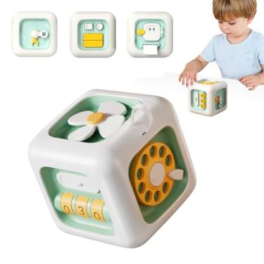 Imagem de ALINUOYQ 6 em 1 brinquedos Montessori para presentes de meninas de 1 ano, brinquedos de cubos ocupados brinquedos de viagem sensoriais para bebês para crianças de 1 a 3 anos, placa de atividade sensor
