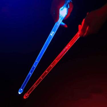 Imagem de Baquetas iluminadas luminosas, bateria de baqueta de cor LED neon, baquetas eletrônicas iluminadas, instrumento de festa leve, brilho luminoso brilhante nas baquetas escuras, 39,5 * 1,5 cm,