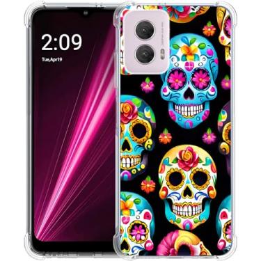 Imagem de Beaucov Capa para Moto G Power 5G 2024, caveiras de açúcar, flores, proteção contra quedas, à prova de choque, capa protetora de corpo inteiro resistente a arranhões para Motorola Moto G Power 5G