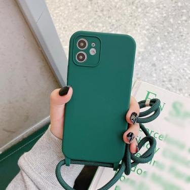 Imagem de Capa de silicone líquido com cordão crossbody para iPhone 15 14 13 12 11 Pro Max X XR XS Max 8 7 Plus Suporte com alça de pescoço e capa colorida, X2, para iPhone 15Pro Max