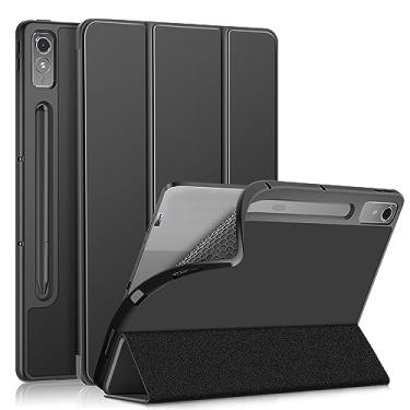 Imagem de DINGGUAGUA Capa para Lenovo Tab p12 12,7 polegadas 2023 TB-370FU, capa traseira de TPU macio fino inteligente com suporte multi-ângulo para tablet Lenovo Tab P12 (2024) 32.3 cm 3K, preta
