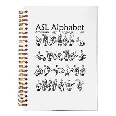 Imagem de VNWEK Caderno espiral educacional ASL alfabeto linguagem de sinais americana 14 x 21 cm, caderno espiral de capa dura forrado com diversidade, presentes de diversidade e inclusão, presentes de volta