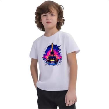 Imagem de Camiseta Infantil Torre Eiffel Sunset Splash - Alearts