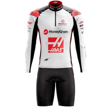 Imagem de Conjunto Ciclismo Masculino Bermuda E Camisa Longa Haas F1 Com Bolsos