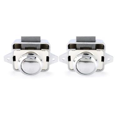 Imagem de Riloer Fechadura de trava de porta de armário de gaveta com botão de pressão para maçaneta de trava de armário, botão universal de porta fechadura de armário para Motorhome RV, 15 mm-18 mm/(1.5 cm-