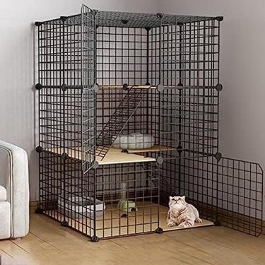 Imagem de Gaiola para gatos Casas para gatos para gatos internos Fio de metal removível DIY para animais de estimação Cercadinho para gatos ao ar livre Gaiolas dobráveis ​​para gatos adequadas para 2-