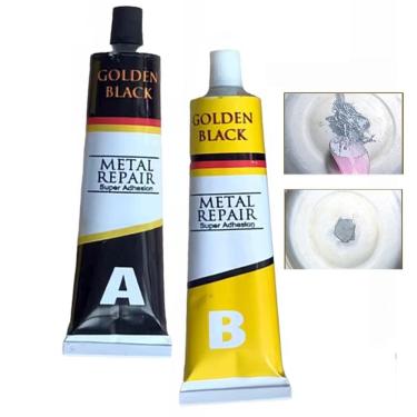 Imagem de Super Cola Epoxi Vazamento Metal Aço Aluminio Reparo Rachadura Resistente Secagem Rapida