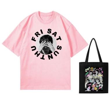 Imagem de Camiseta K-pop Jungkook Solo Seven + lona, camisetas soltas unissex com suporte de mercadoria estampadas camisetas de algodão, C, rosa, M