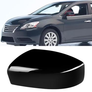 Imagem de Moonlinks Compatível com Nissan Sentra 2013 2014 2015 2016 2017 2018 2019 Substituição da capa do espelho do lado esquerdo, acabamento preto brilhante da tampa do espelho retrovisor da porta do lado