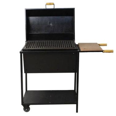 Imagem de Churrasqueira Parrilla Bafo Grande Com Rodas Brasa Forte Preta