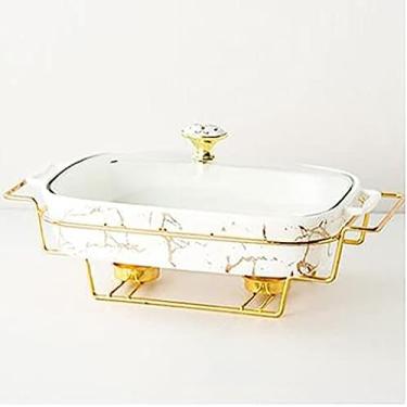 Imagem de Conjunto de buffet de prato de atrito de cerâmica, prato de atrito com acabamento em mármore, forras retangulares para buffet/casamentos/festas/banquetes/eventos de catering, branco, B