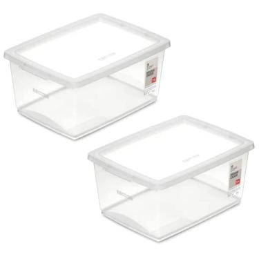 Imagem de Kit 2 Caixas Organizadoras 7,5L Tampa Click Ordene Transpare