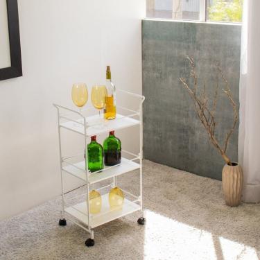 Imagem de Carrinho de Bebidas Decorativo Retangular Branco
