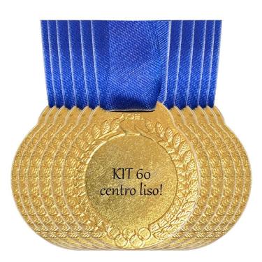 Imagem de Kit Medalhas 60 Unidades Ouro Prata Ou Bronze Centro Liso ouro