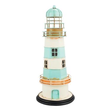 Imagem de Enfeite Miniatura Farol Azul Cofre Porta Moeda Retrô - 31cm
